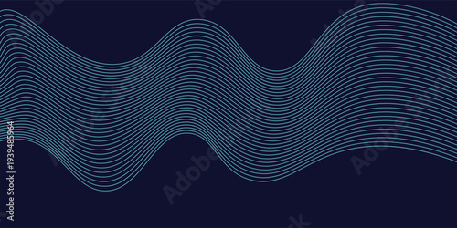Abstract glowing wave lines on dark blue background. Dynamic wave pattern. Modern flowing wavy lines. Futuristic technology concept. gradient blue background.