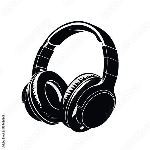 black wireless over-ear headphone illustration