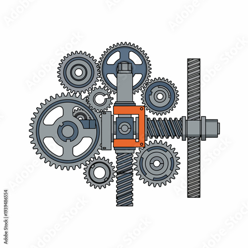 Mechanical Gears and Cogs Interconnected System.