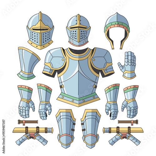 Medieval Knight Armor Set Illustration Details.