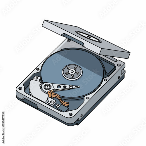 Hard Disk Drive Opened with Disk Visible.