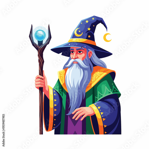 Wizard with Magic Staff and Hat.