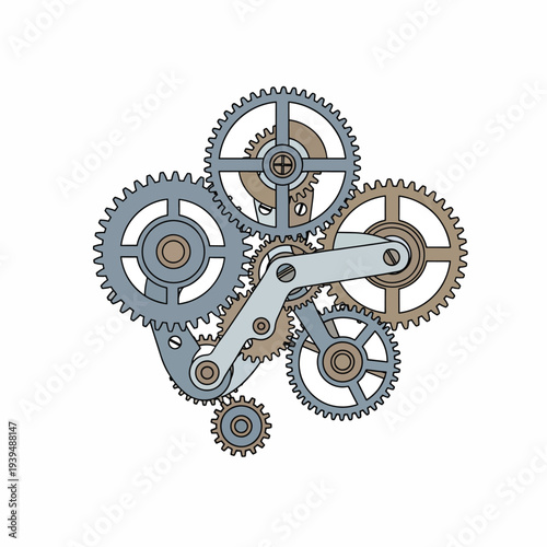Mechanical Gears and Cogs Interconnected System 1.