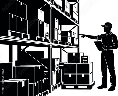 Warehouse Worker Silhouette Inventory Management Logistics Specialist
