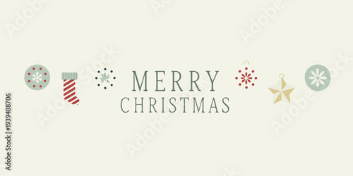 Festive christmas greetings with ornaments stocking and star illustrations