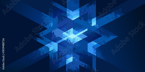 Abstract geometric pattern in shades of vibrant blue and dark navy