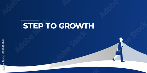 A silhouetted businessperson climbs a wave representing growth and progress