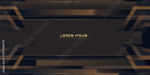 Abstract geometric background with golden lines and dark brown tones