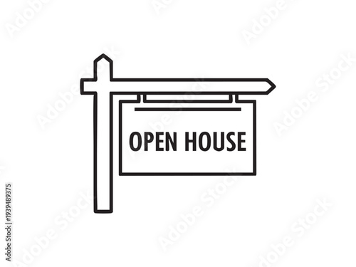 Open house sign icon on post used for real estate marketing and property sales promotion