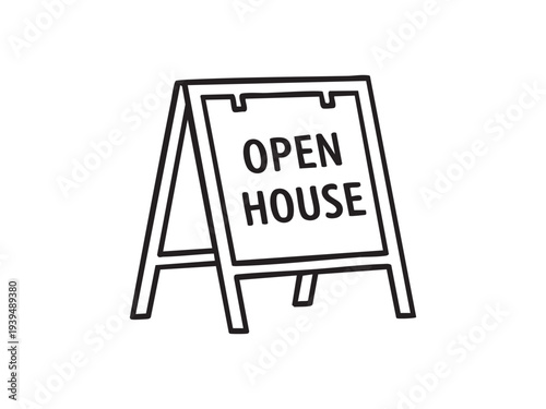 Portable open house sidewalk sign icon for promoting residential property viewing events
