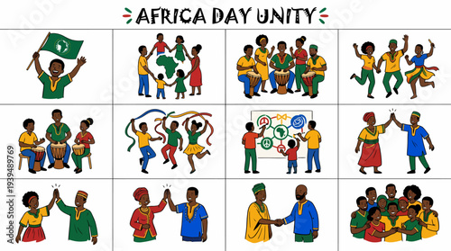 Africa Day Unity Celebration - People Dancing, Music, Flag