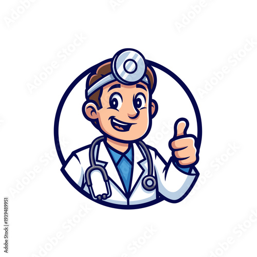 Cartoon happy doctor giving thumbs up gesture