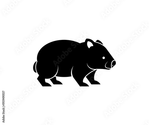 Australian wombat. Minimalist wildlife icon representing unique outback nature and endemic species. Flat vector isolated on white.