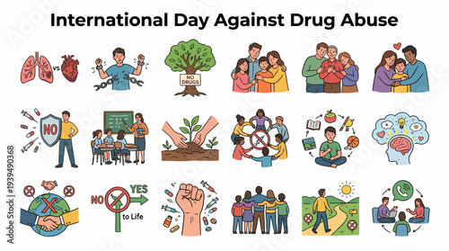 International Day Against Drug Abuse Stop Addiction Concept