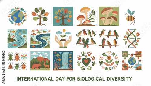International Day for Biological Diversity Icons Collection