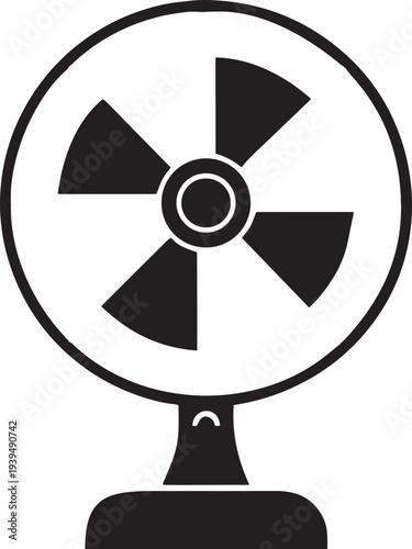 Table Fan Silhouette Vector – Black Cooling Appliance Icon .