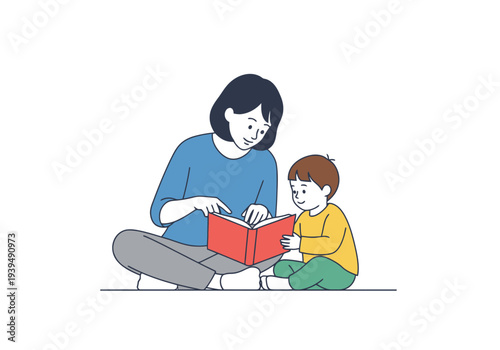 Mother and Child Enjoying Reading Together Learning Childhood Development Early Education Parent Story Time Bonding Connection