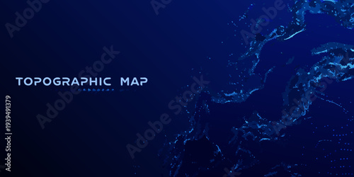 Abstract topographic map background with dark blue and light blue tones