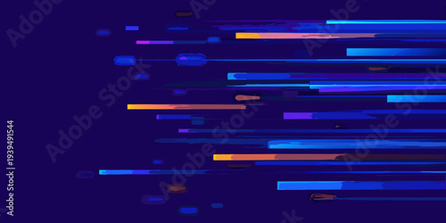 Abstract arrangement of colorful horizontal lines and blurred shapes