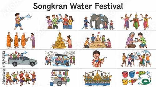 Songkran Water Festival Thailand: People, Elephants, Tuk-tuks, Food