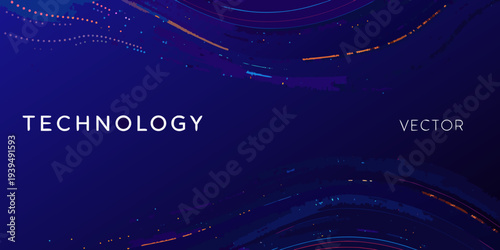 Abstract technology background with flowing lines and vibrant digital elements