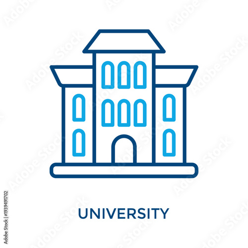 University Icon Outline Color Style. Vector Illustration For Graphic Design