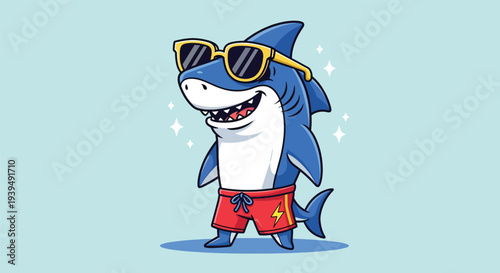 Cool Shark Wearing Sunglasses and Swim Trunks 2.