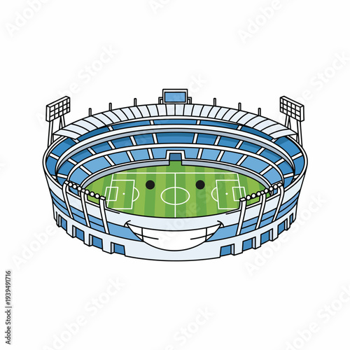 Stadium with Football Field and Seating.