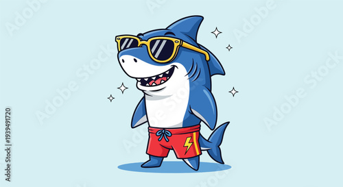 Cool Shark Wearing Sunglasses and Swim Trunks 3.