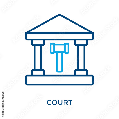 Court Icon Outline Color Style. Vector Illustration For Graphic Design