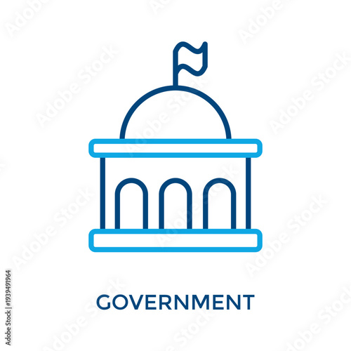 Government Icon Outline Color Style. Vector Illustration For Graphic Design