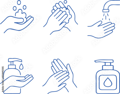Set of hand wash icons transparntt