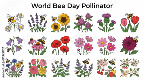 World Bee Day Pollinator Flowers and Bees Collection