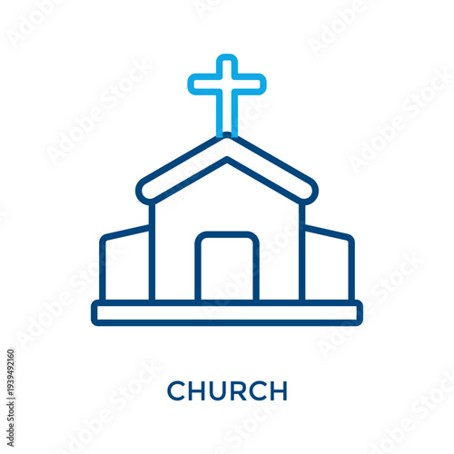 Church Icon Outline Color Style. Vector Illustration For Graphic Design