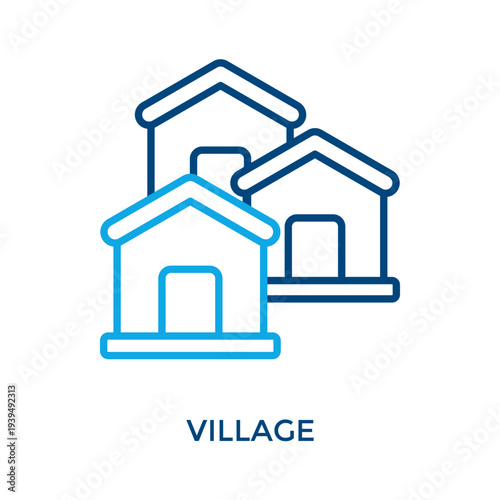 Village Icon Outline Color Style. Vector Illustration For Graphic Design