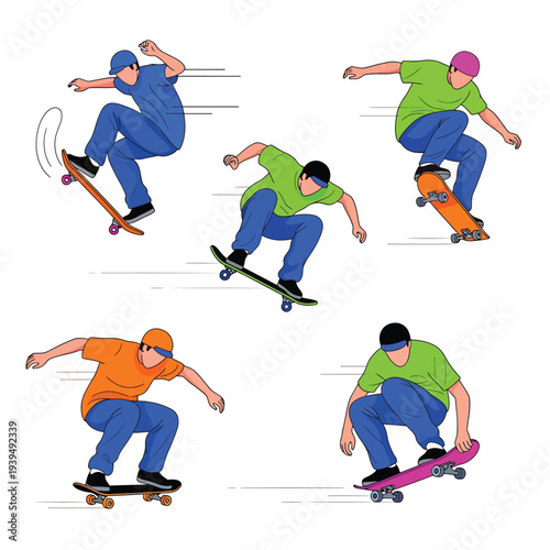 Skateboarder Performing Tricks and Stunts.