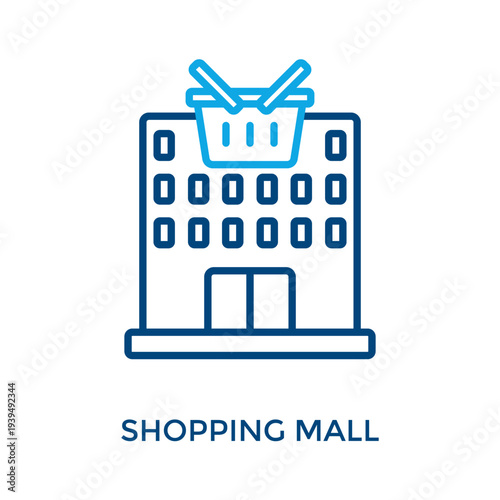 Shopping Mall Icon Outline Color Style. Vector Illustration For Graphic Design