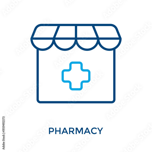 Pharmacy Icon Outline Color Style. Vector Illustration For Graphic Design