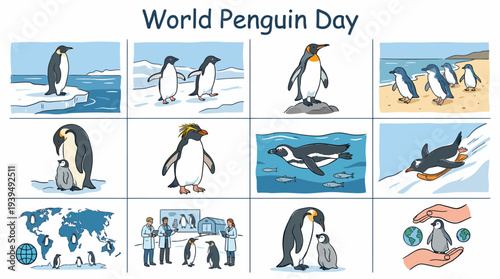 World Penguin Day - Diverse Penguin Scenes Collection