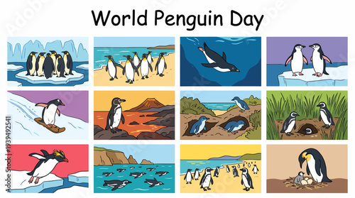 World Penguin Day - Diverse Penguin Scenes