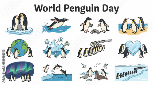 World Penguin Day Celebration - Cute Penguin Illustrations Collection