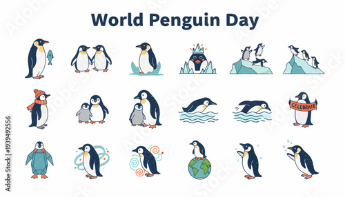 World Penguin Day Celebration - Cute Penguin Illustrations Collection