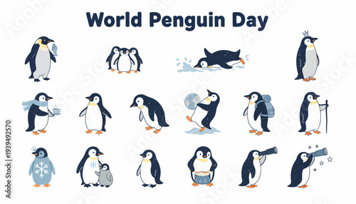 World Penguin Day Celebration - Cute Penguin Illustrations Collection