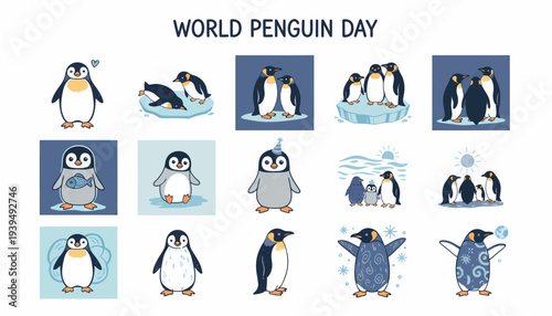 World Penguin Day Cute Penguin Illustrations Collection