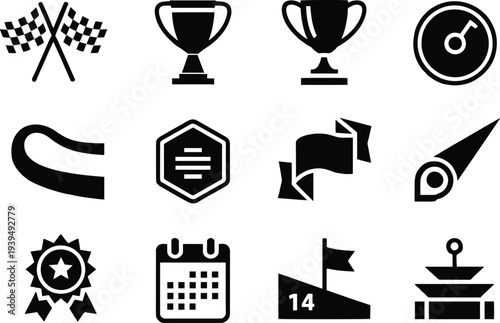 Racing and Achievement Icon Grid victory trophy