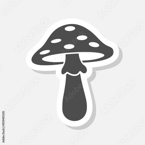 Mushroom Simple icon sticker isolated on gray background