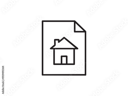 Property document, real estate contract icon, house report, building ownership papers