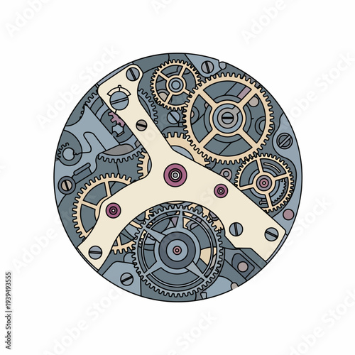 Intricate Clockwork Mechanism Gears and Components.