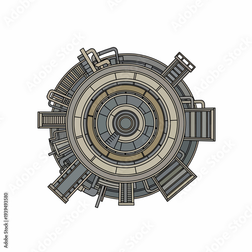 Top View of Futuristic Space Station Module.