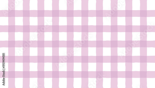 A pastel pink and white gingham checkered pattern fills the entire frame